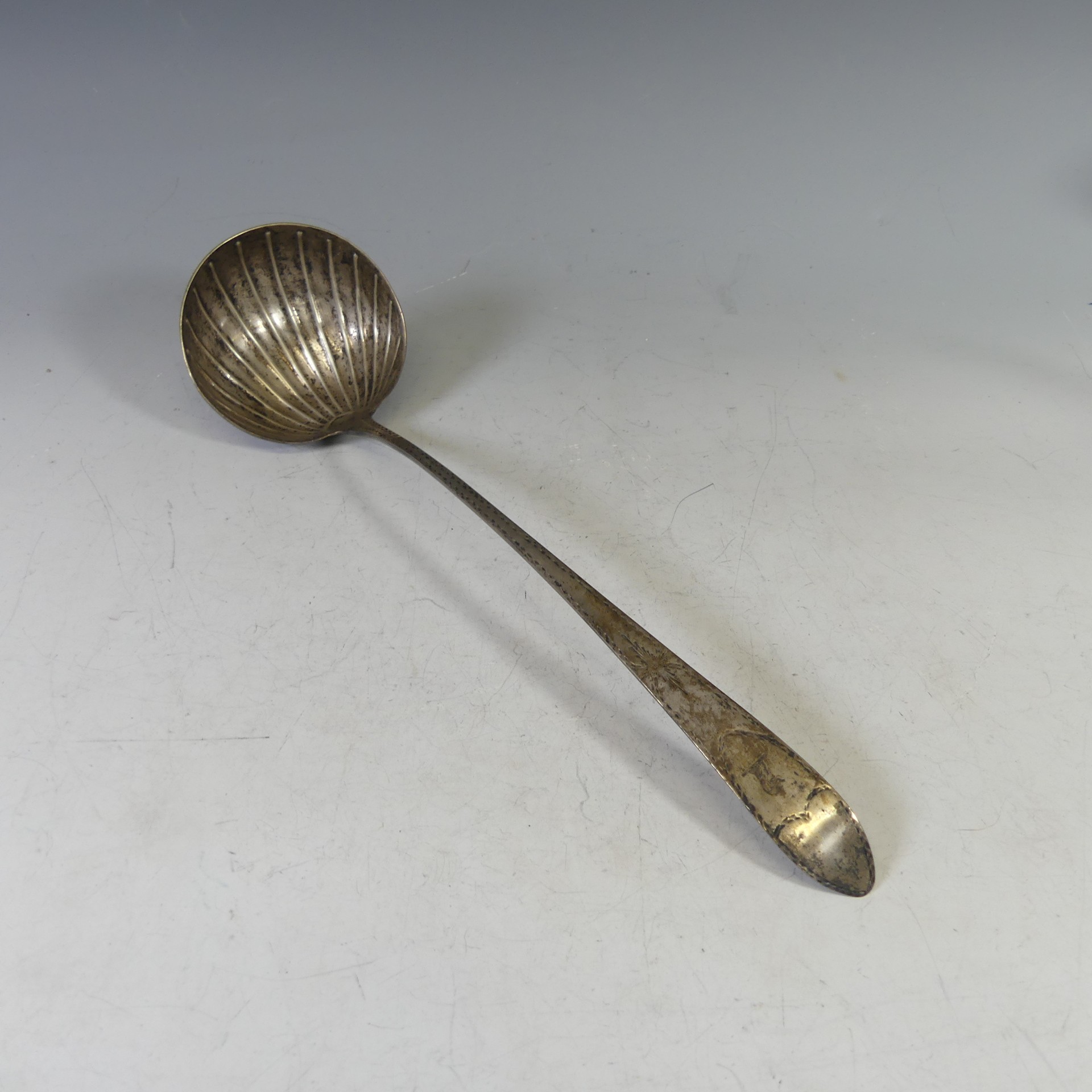 A George III Irish Silver Soup Ladle, by John Shiels, hallmarked Dublin 1774, Celtic point with - Image 2 of 5