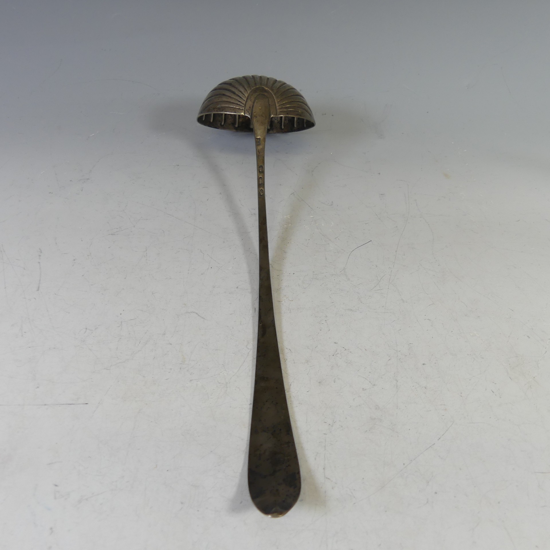 A George III Irish Silver Soup Ladle, by John Shiels, hallmarked Dublin 1774, Celtic point with - Image 5 of 5