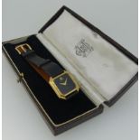 An 18ct yellow gold Baume & Mercier quartz lady's Wristwatch, of square from with canted corners,