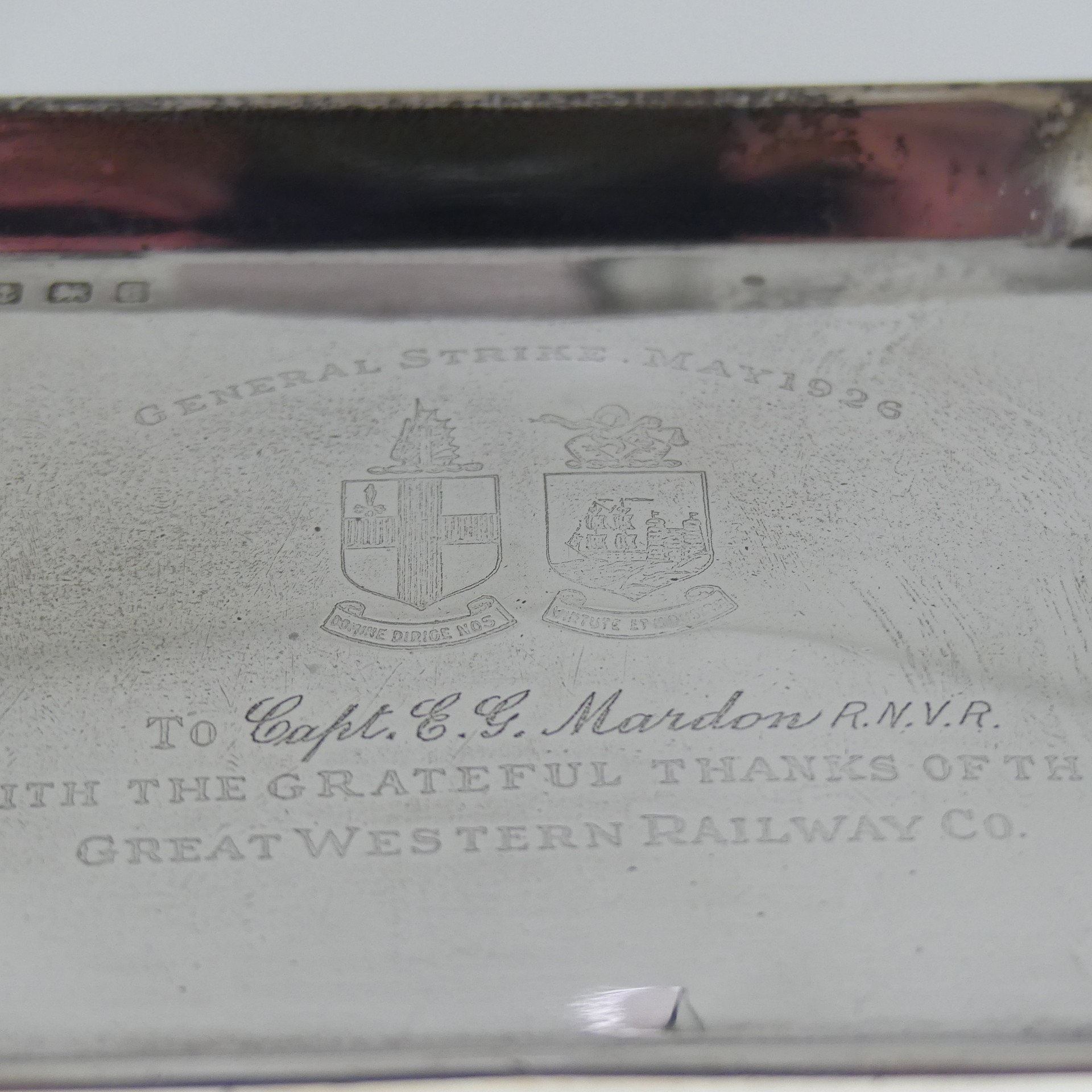 Railwayana; A small silver presentation Tray, by A C Bloxham Ltd., hallmarked Birmingham, 1926, - Image 2 of 3