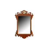 A GEORGIAN STYLE MAHOGANY FRETWORK WALL MIRROR