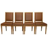 A SET OF FOUR LOUIS XVI STYLE BEECHWOOD DINING CHAIRS