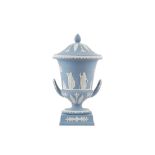 A WEDGWOOD JASPERWARE CAMPANA URN AND COVER, 20TH CENTURY