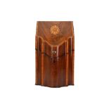 A GEORGE III MAHOGANY AND SATINWOOD BANDED KNIFE BOX