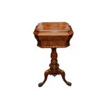 A WILLIAM IV FIGURED WALNUT TEAPOY