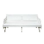 A COALBROOKDALE STYLE WHITE PAINTED CAST IRON GARDEN BENCH