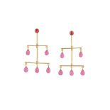 A PAIR OF PINK TOURMALINE PENDENT EARRINGS