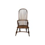 AN 18TH CENTURY YEW, ELM AND ASH HIGH BACK WINDSOR CHAIR