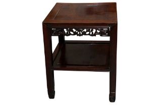 A CHINESE HARDWOOD TWO TIER OCCASIONAL TABLE