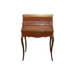 A FRENCH STRUNG AND BRASS MOUNTED CHERRY WOOD BUREAU DE DAME