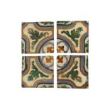 A SET OF FOUR SPANISH ARISTA TILES, 16TH CENTURY