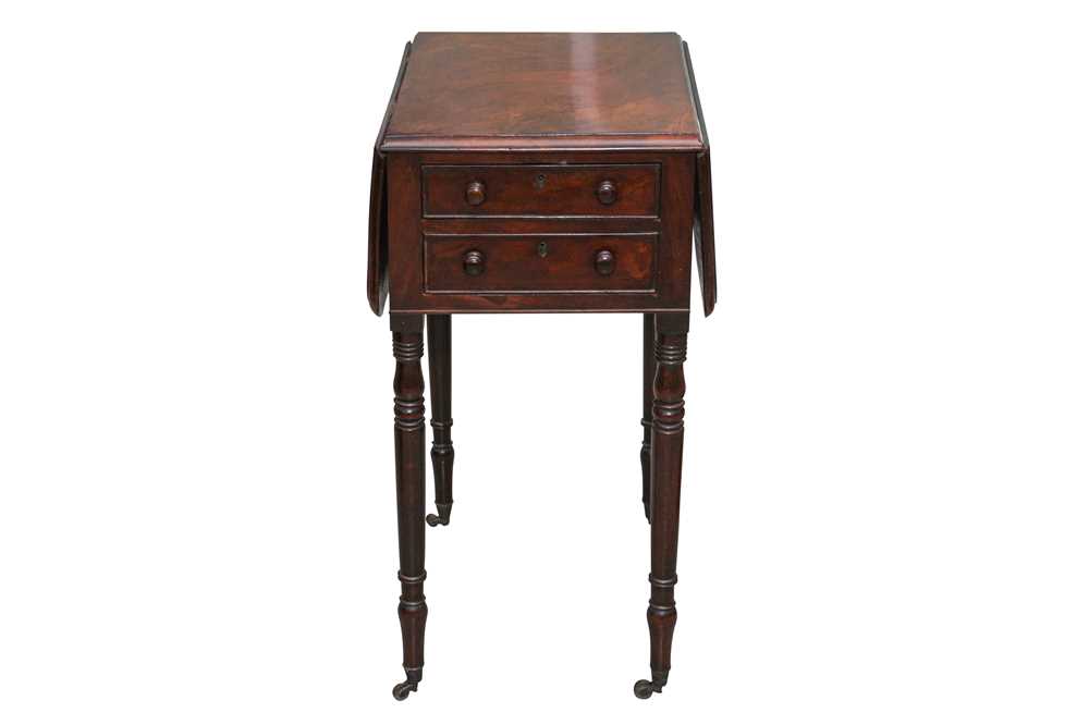 A VICTORIAN MAHOGANY DROP LEAF WORK TABLE