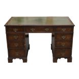 A 19TH CENTURY AND LATER PEDESTAL DESK