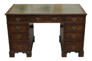 A 19TH CENTURY AND LATER PEDESTAL DESK