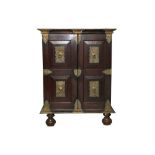 A COLONIAL SOUTHEAST ASIAN HARDWOOD AND BRASS MOUNTED CABINET
