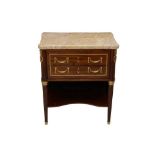A PAIR OF FRENCH MAHOGANY BEDSIDE TABLES, LATE 20TH CENTURY