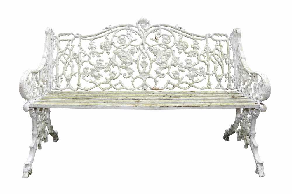 A COALBROOKDALE STYLE WHITE PAINTED ALUMINIUM GARDEN BENCH