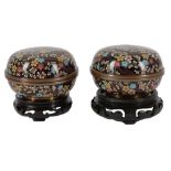 A PAIR OF JAPANESE CLOISONNE ENAMEL BOXES AND COVERS, 20TH CENTURY