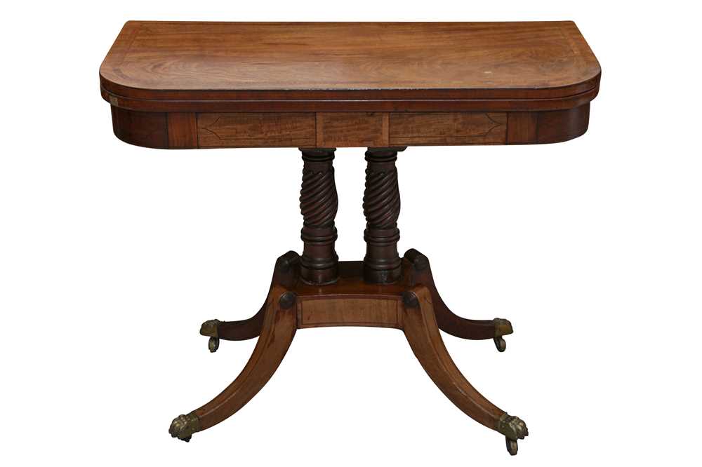 A REGENCY MAHOGANY FOLDOVER CARD TABLE