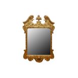 A GEORGE II STYLE GILT WOOD RECTANGULAR MIRROR, LATE 19TH/EARLY 20TH CENTURY