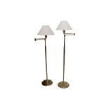 A PAIR OF 20TH CENTURY BRASS TELESCOPIC READING LAMPS