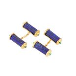 A PAIR OF SILVER GILT AND LAPIS LAZULI CUFFLINKS