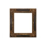AN EMILIA 17TH CENTURY STYLE CASSETTA CARVED AND PARTLY GILDED AND PAINTED FRAME