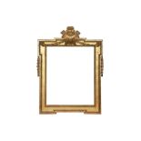 A FRENCH LOUIS XVI CARVED AND GILDED FRONTON STYLE FRAME