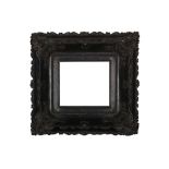 AN 18TH CENTURY CHINA TRADE , LOUIS XV STYLE EBONISED POSSIBLY ZITAN WOOD CARVED FRAME