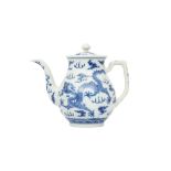 A CHINESE BLUE AND WHITE TEAPOT AND COVER.