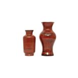 TWO CHINESE REALGAR GLASS VASES.