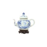 A CHINESE BLUE AND WHITE TEAPOT AND COVER.