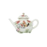 A CHINESE FAMILLE ROSE 'COCKEREL' TEAPOT AND COVER.