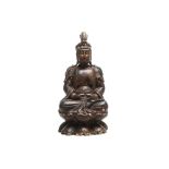 A GILT-LACQUERED WOOD FIGURE OF A BODHISATTVA.