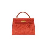 Hermes Rouge Vif Ostrich Kelly 32