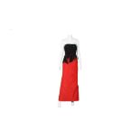 Oscar de la Renta Red Silk Strapless Evening Gown - Size 4