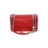 Prada Red Nappa Gaufre Chain Flap Bag