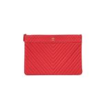 Chanel Cherry Red Chevron Large O Case Pouch