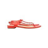 Chanel Red Logo Flat Thong Sandal - Size 36