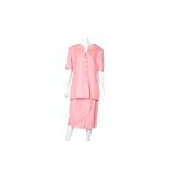 Valentino Pink Silk Short Sleeve Skirt Suit - Size 48