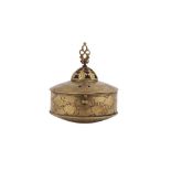 AN INDIAN ENGRAVED BRASS PORTABLE INKWELL Possibly Deccan, Central India, 18th century