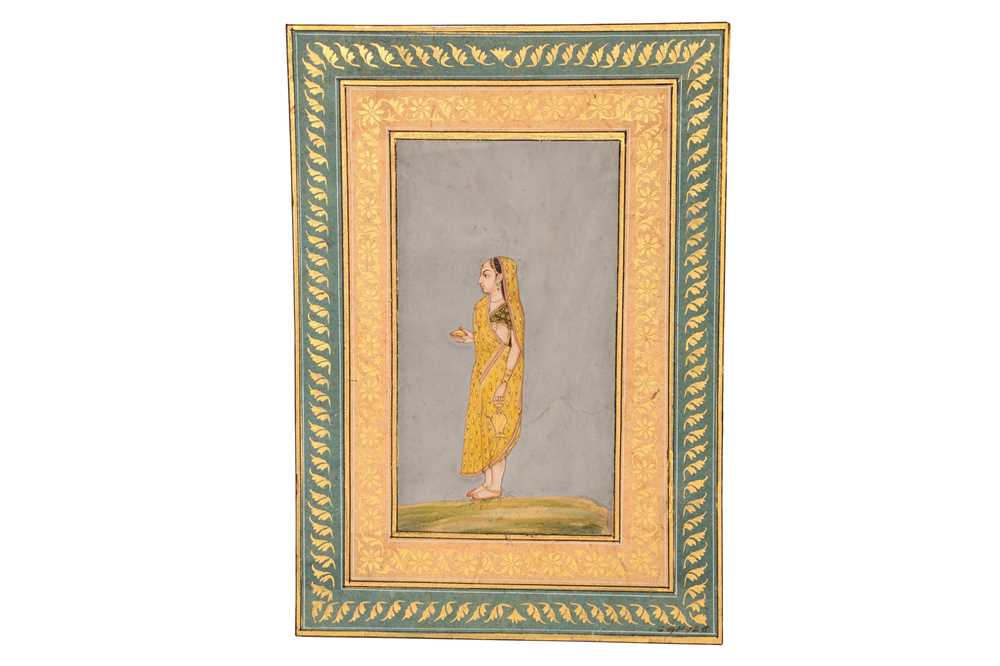 A STANDING PORTRAIT OF A FEMALE SHAIVITE DEVOTEE Possibly Delhi, Mughal Northern India, ca. 1675 - 1 - Image 2 of 5