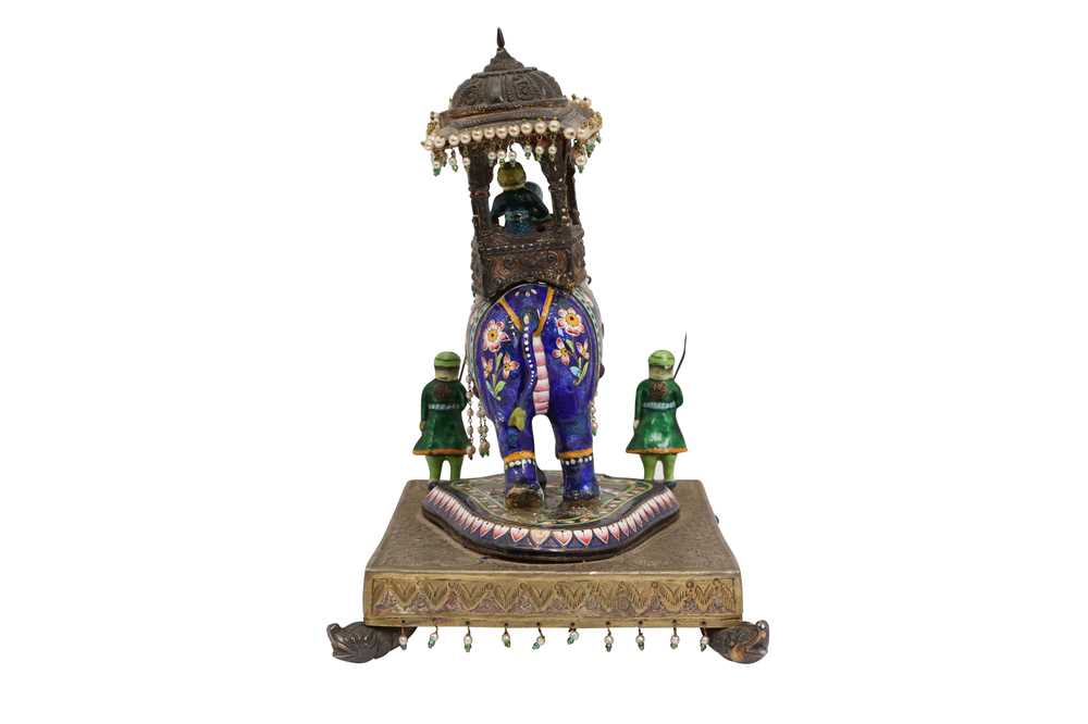 AN INDIAN POLYCHROME-ENAMELLED ELEPHANT HOWDAH FIGURINE Possibly Benares, Northern India, 20th centu - Image 6 of 8
