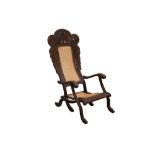 AN ANGLO-INDIAN CARVED HARDWOOD FOLDING CHAIR Possibly Goa or Madras, Southern India, mid to late 19