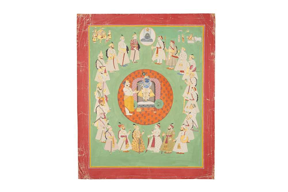 A SHRI NATH JI PUJA SCENE Possibly Nathdwara or Jaipur, Rajasthan, North-Western India, 20th century