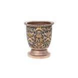 AN ENGRAVED AND YELLOW ENAMELLED ROYAL THAI SILVER BEAKER Dutch East Indies, Central Java, Indonesia