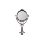 A WMF ART NOUVEAU SILVER PLATED FIGURAL DRESSING TABLE MIRROR