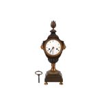 A FRENCH NEOCLASSICAL URN SHAPED BRONZE AND PARCEL GILT MANTEL CLOCK, 19TH CENTURY