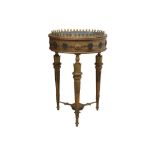 A LOUIS XVI REVIVAL WALNUT AND ORMOLU MOUNTED JARDINIERE STAND