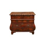 AN 18TH CENTURY DUTCH WALNUT BOMBE COMMODE